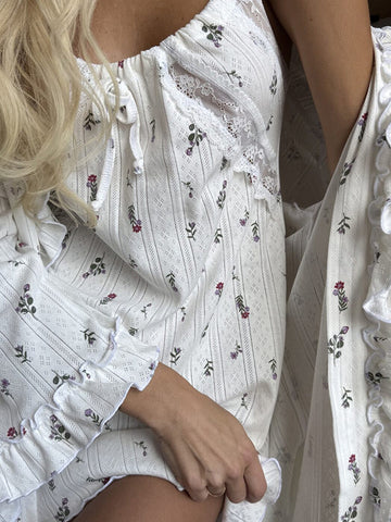 Floral Lace Trim Pajama Set