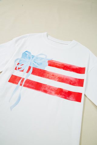 Oversized Graphic Patriotic Bow T-Shirt