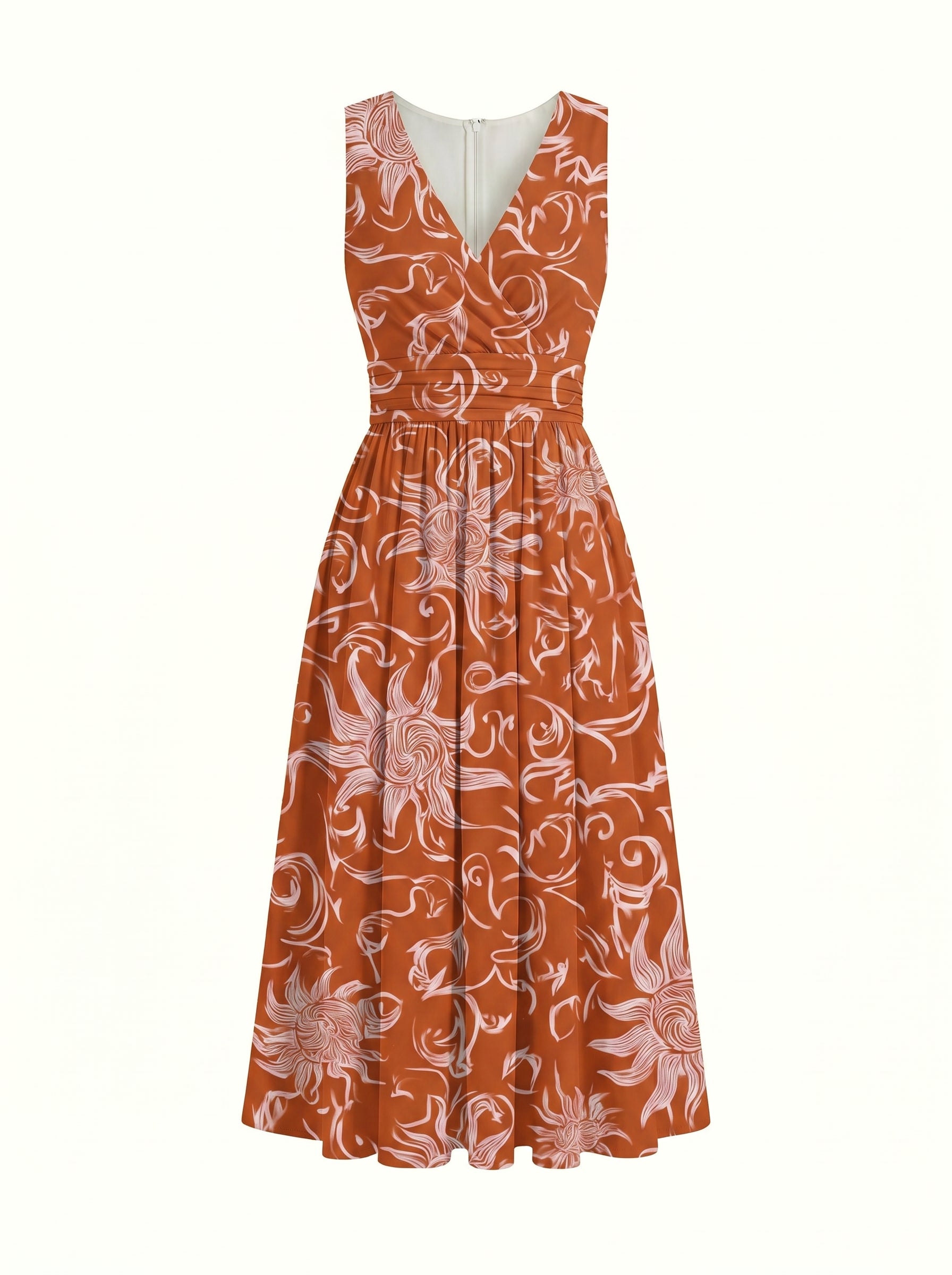 CORINNE
Floral Print V Neck A Line Midi Dress