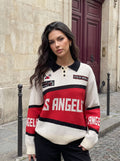 Oversized Graphic Polo Knit Sweater