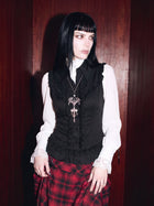 Gothic Ruffle Contrast Button Up Shirt