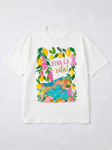 Oversized Floral Graphic Summer T-Shirt