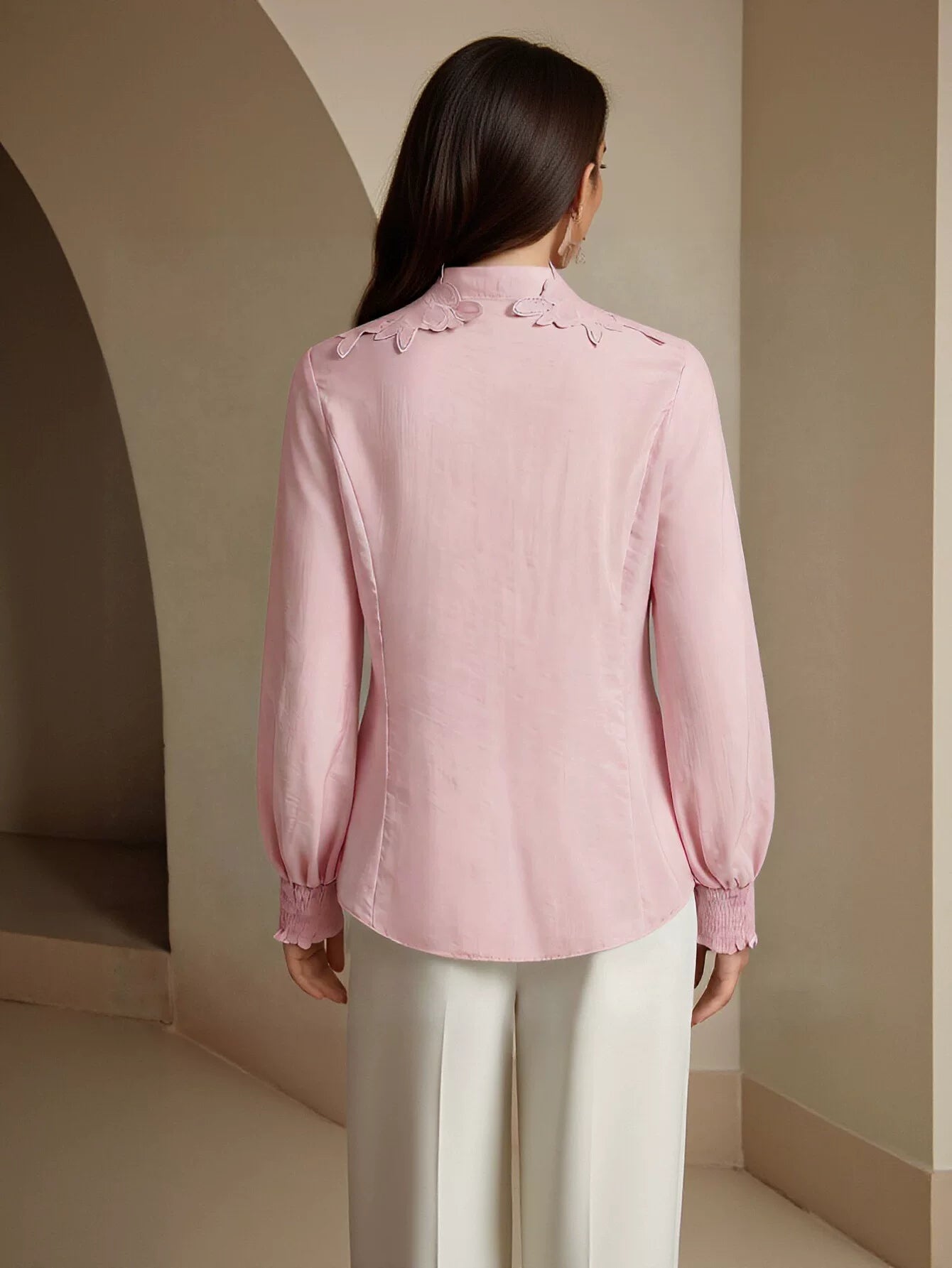 Floral Embroidered Button Down Blouse