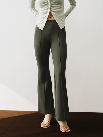 Urban Revivo Skinny Flare Pants-Dusty Green
