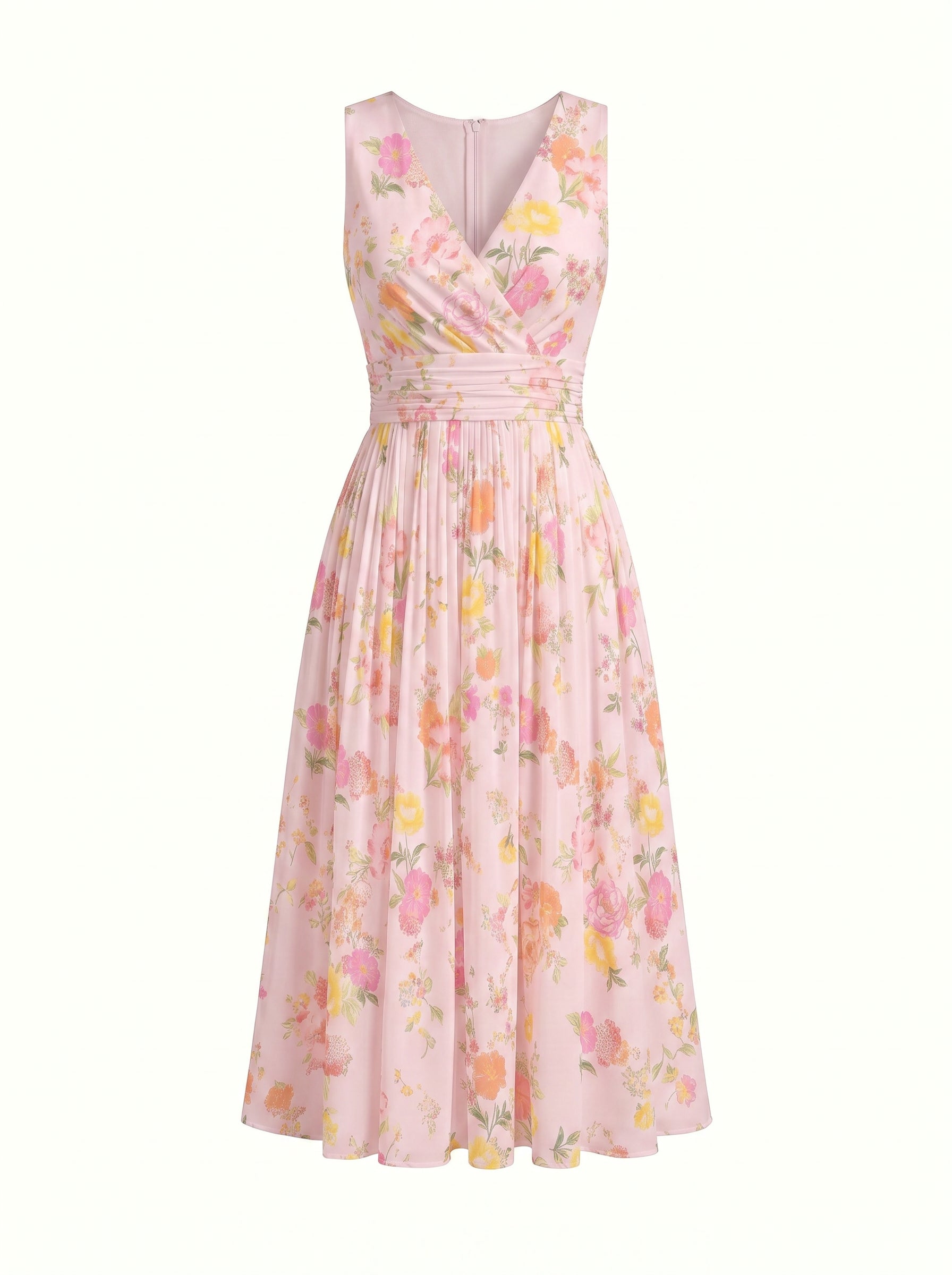 CORINNE
Floral Print V Neck A Line Midi Dress
