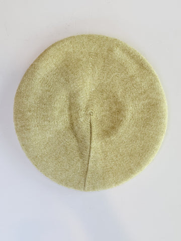 Minimalist Khaki Knit Beret Hat