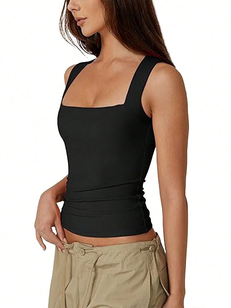 Ribbed Square Neck Tank Top