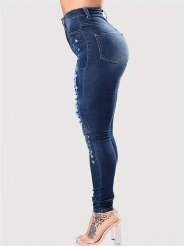 High Rise Distressed Skinny Jeans
