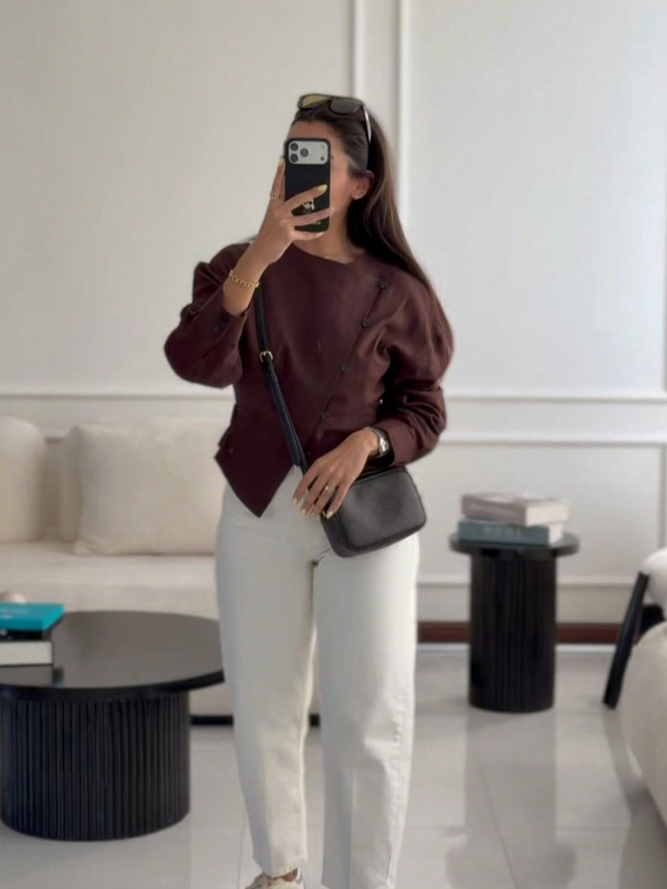 Asymmetric Button Linen Blend Jacket