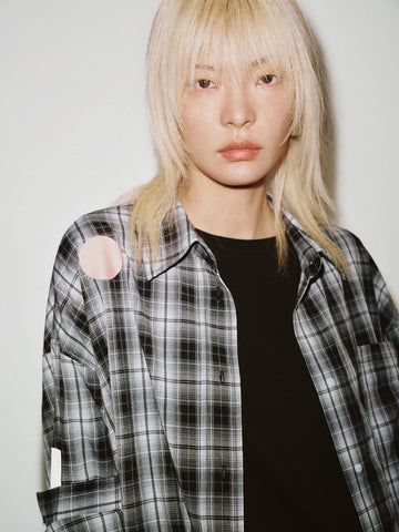 Urban Revivo Patchwork Contrast Check Shirts-Black check