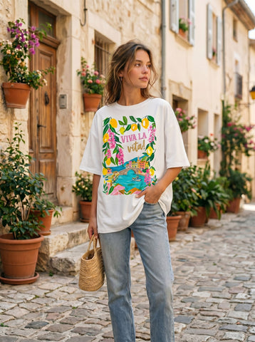 Oversized Floral Graphic Summer T-Shirt