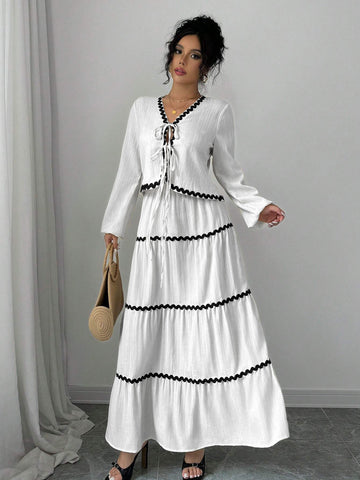 Boho Tie Front Tiered Skirt Set