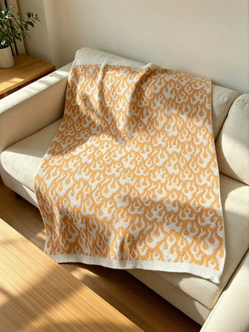 Soft Cozy Flame Pattern Knit Blanket