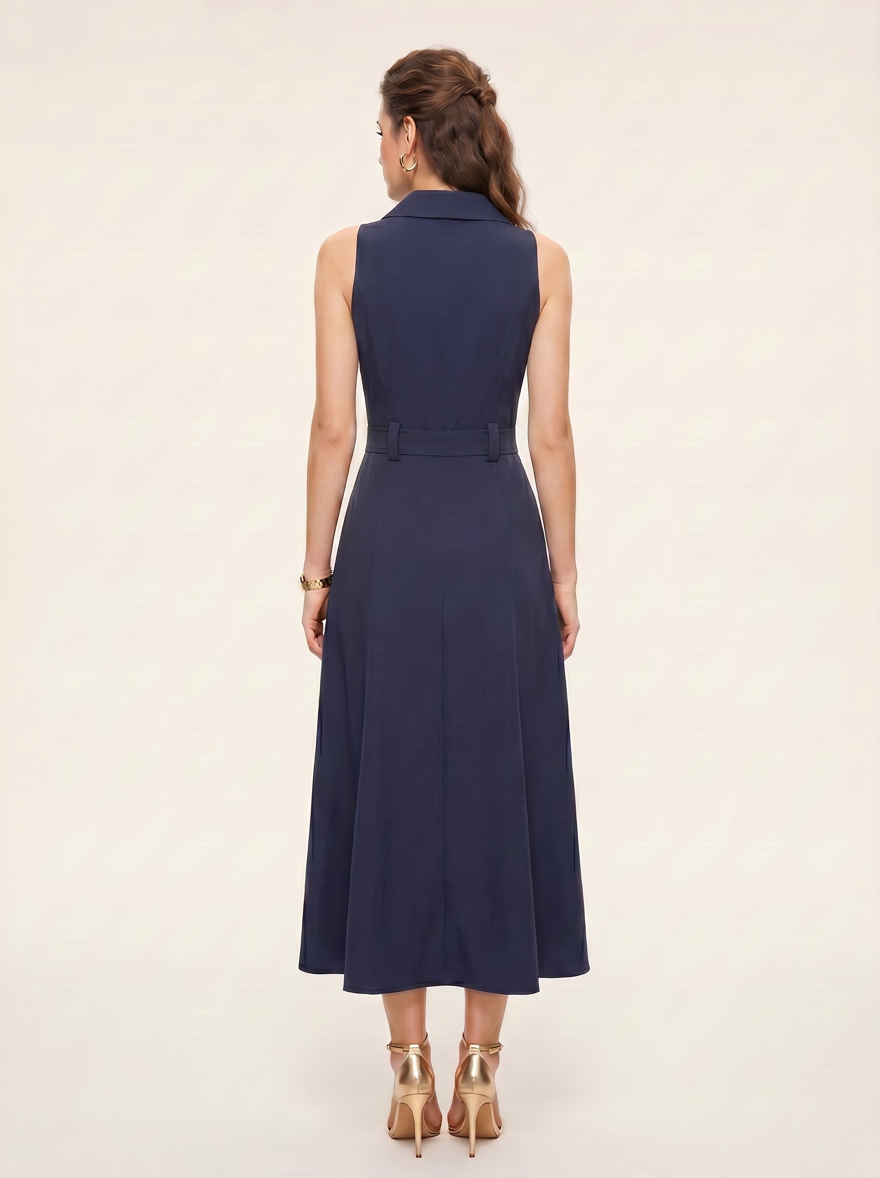 Button Down Slit Midi Dress