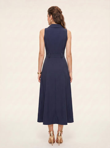 Button Down Slit Midi Dress