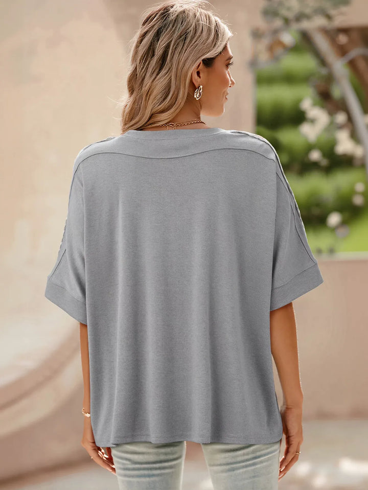 Crochet Trim Casual T-Shirt