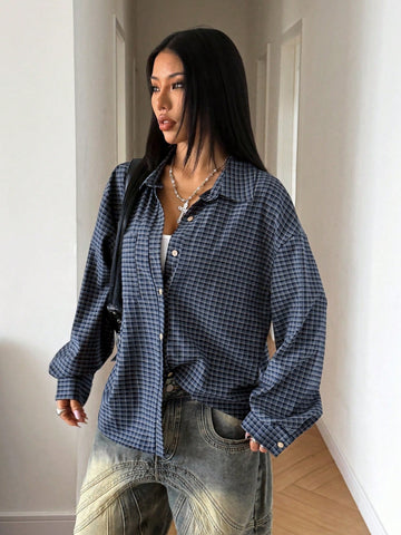 Oversized Plaid Button Down Shirt