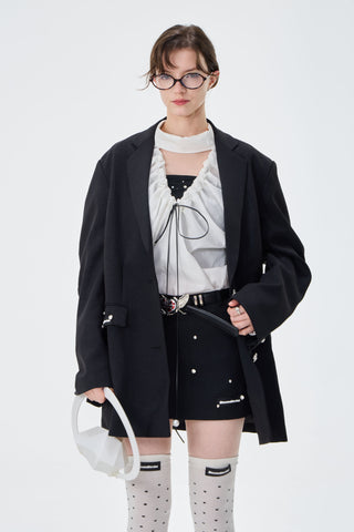 Oversized Relaxed Fit Black Blazer Jacket