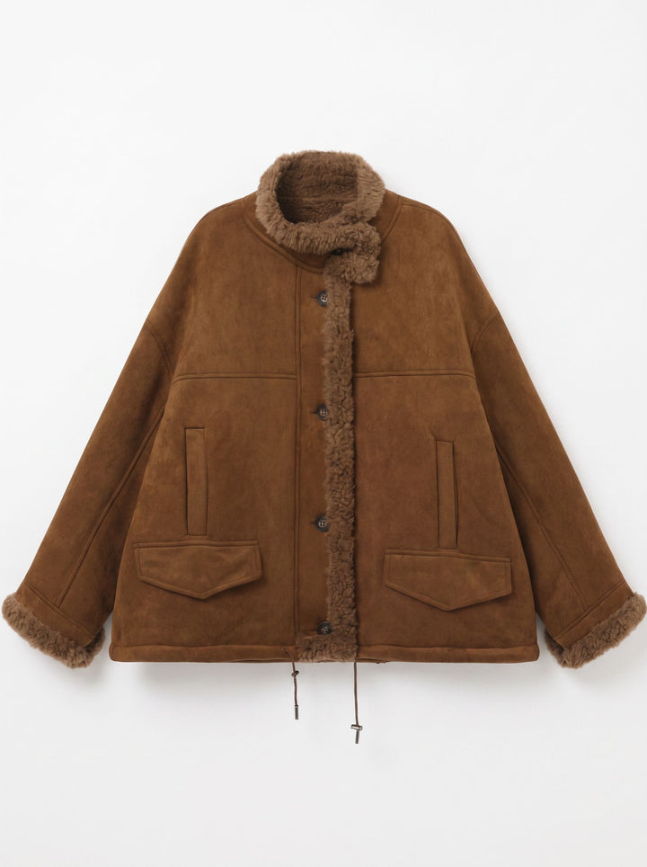 Cozy Faux Suede Sherpa Jacket