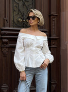 Elegant Off Shoulder Button Down Shirt