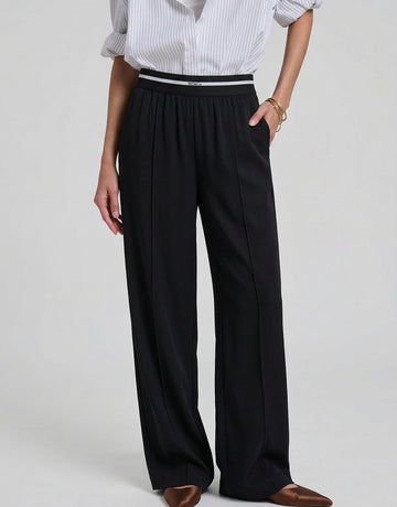Straight Contrast Waist Pants