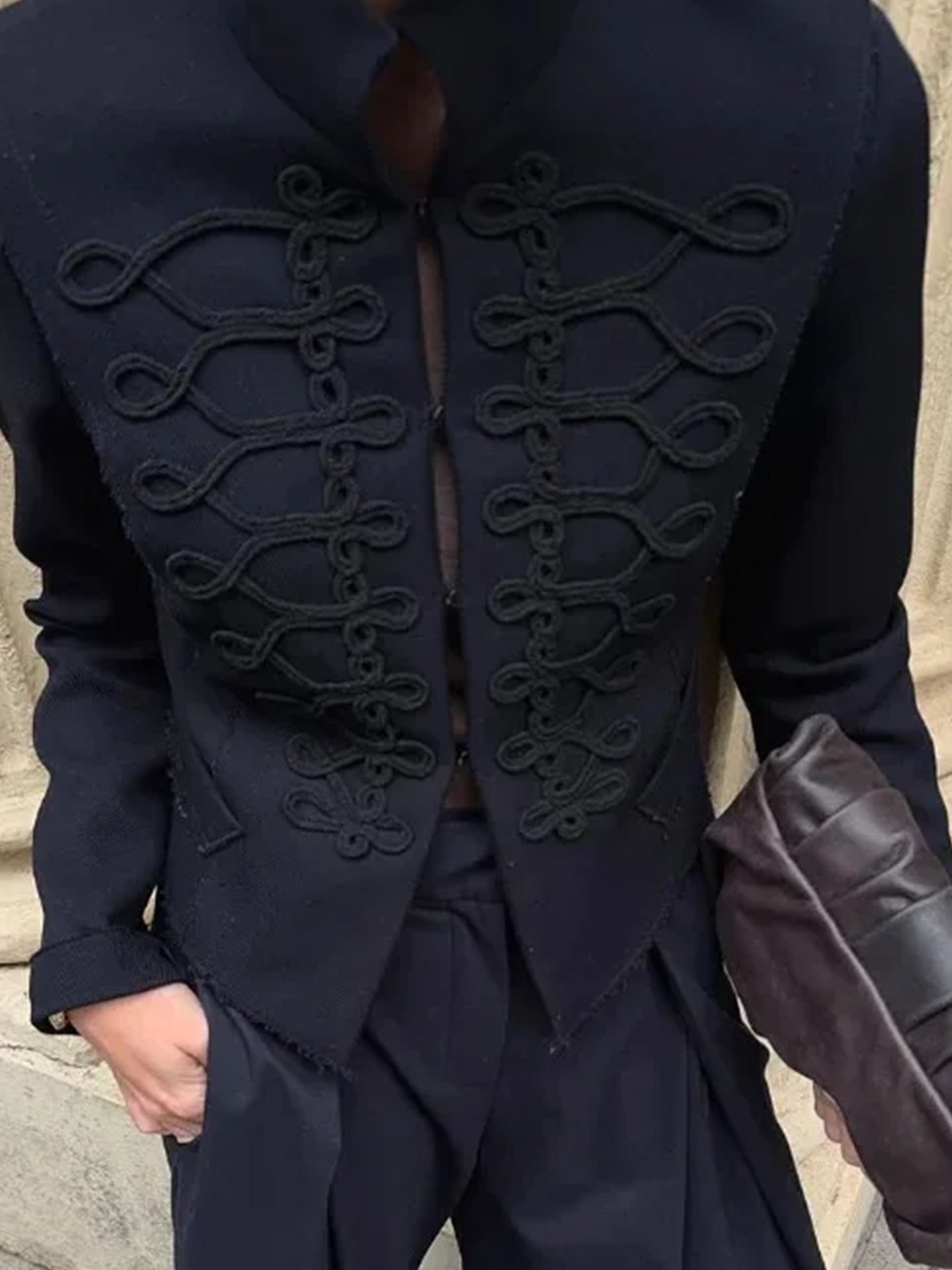 Embroidered Military Style Tailored Jacket