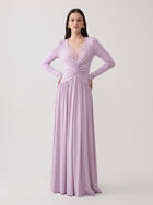 Lace Trim Ruched Maxi Dress