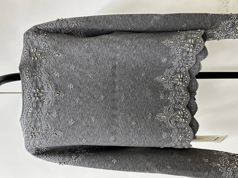 Embellished Beaded Grey Knit Cardigan
