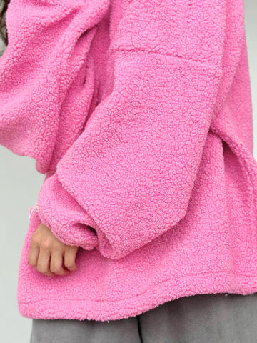 Cozy Oversized Quarter Zip Sherpa Pullover