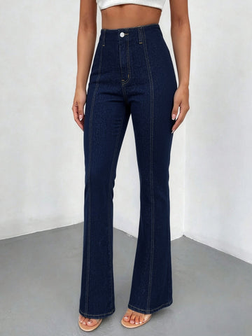 High Waisted Seamed Flare Jeans