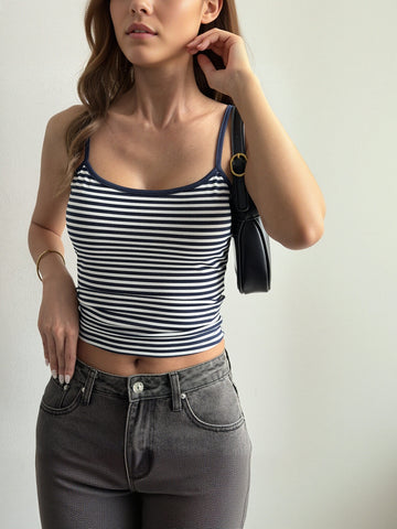 Stretchy Striped Cropped Tank Top