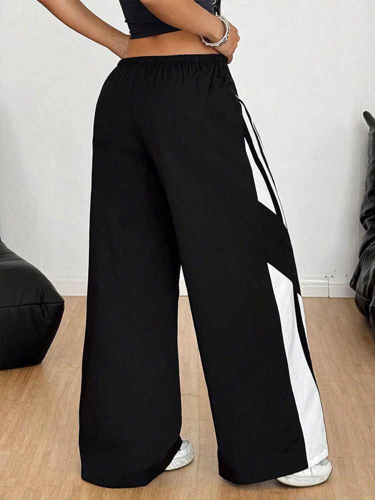 Sporty Striped Wide Leg Pants