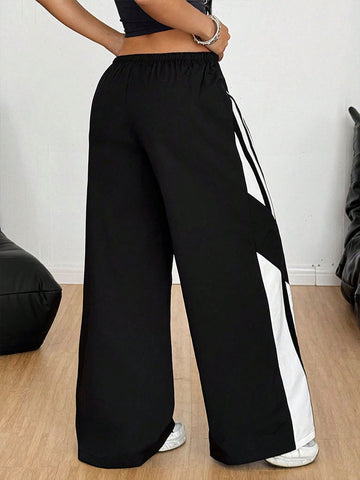 Sporty Striped Wide Leg Pants