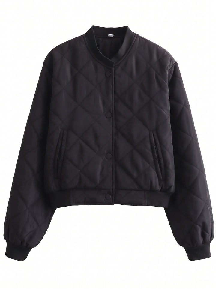 Lightweight Quilted Snap Button Bomber Jacket