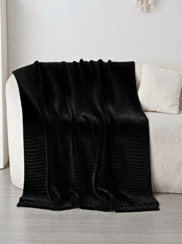 Soft Cozy Ribbed Knit Throw Blanket