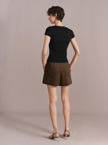Drawstring Denim Shorts