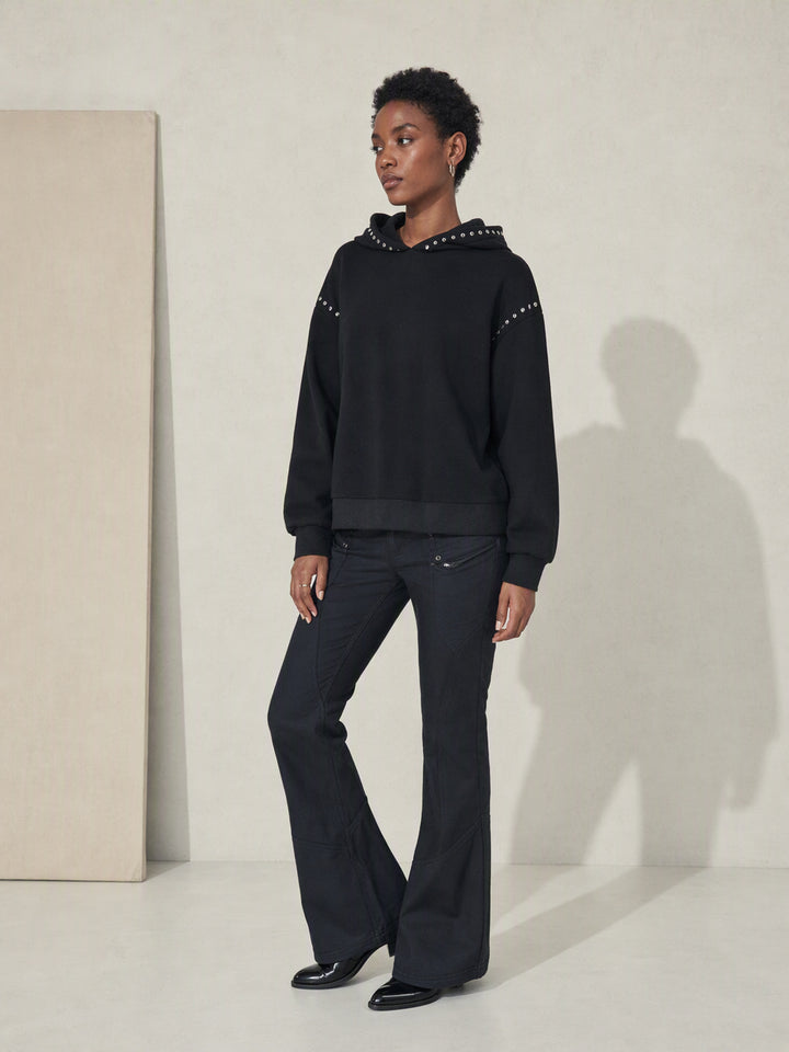 Studded Oversized Black Women Hoodie