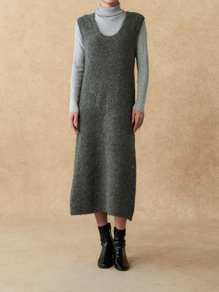 Cozy Layered Sleeveless Knit Sweater Dress