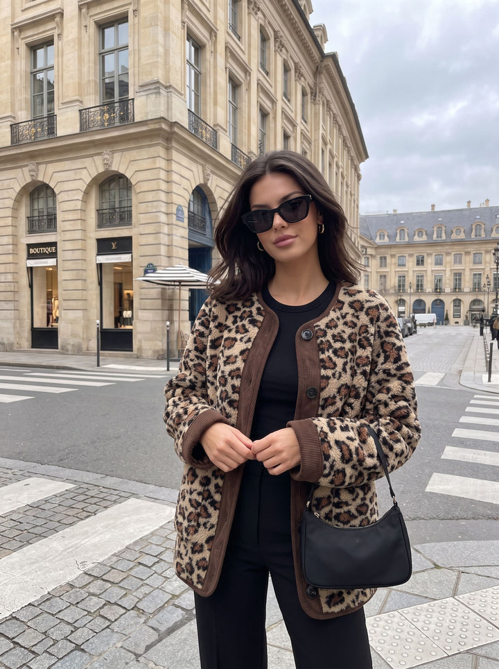 Cozy Leopard Print Fleece Jacket