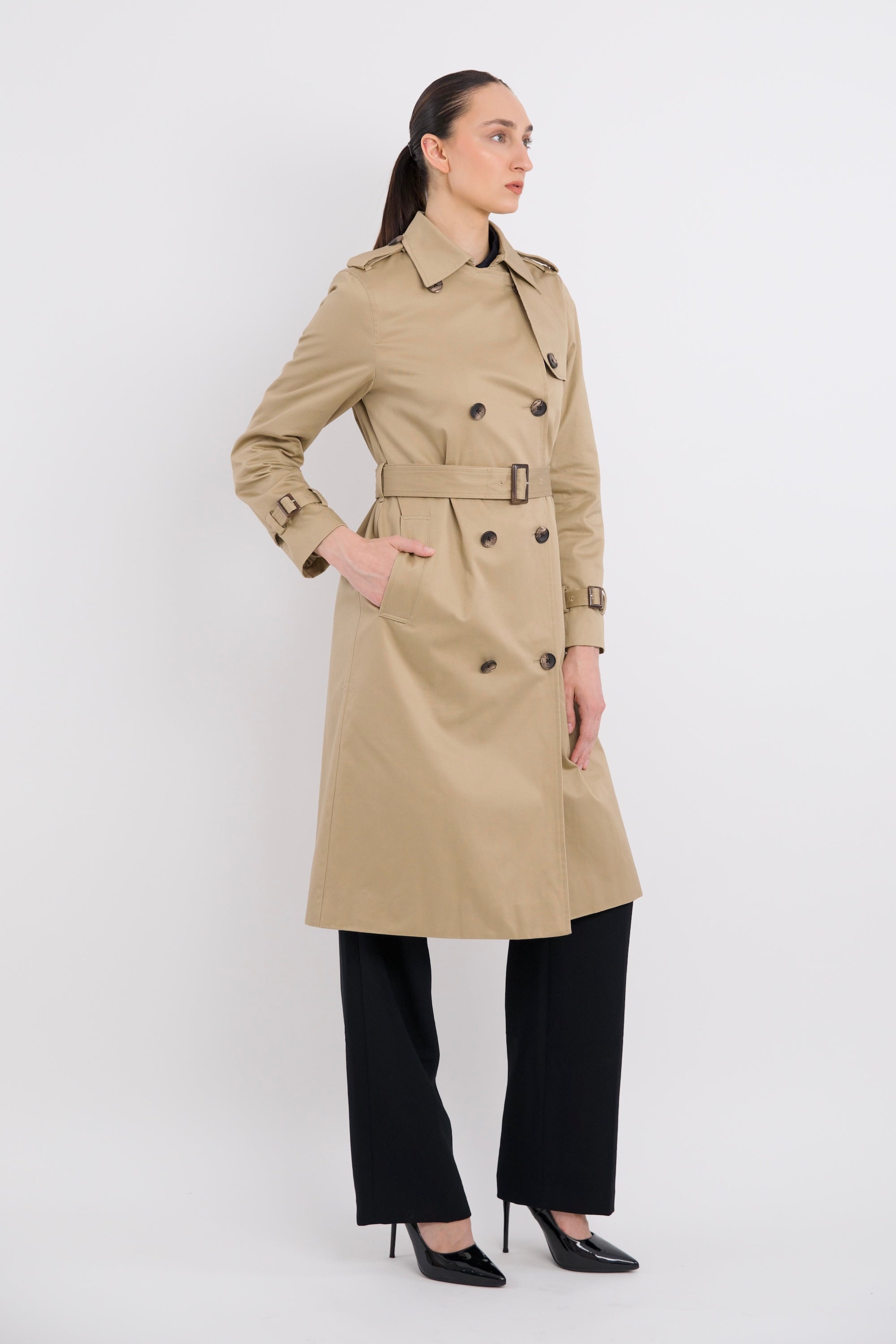 Classic Double Breasted Belted Trench Coat