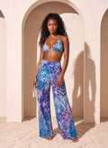Blue and Purple Leopard Print Wide Leg Pants
