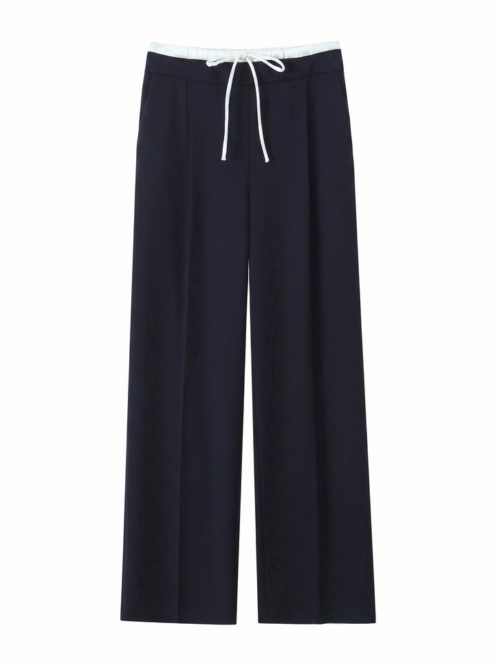 High Waisted Drawstring Wide Leg Pants