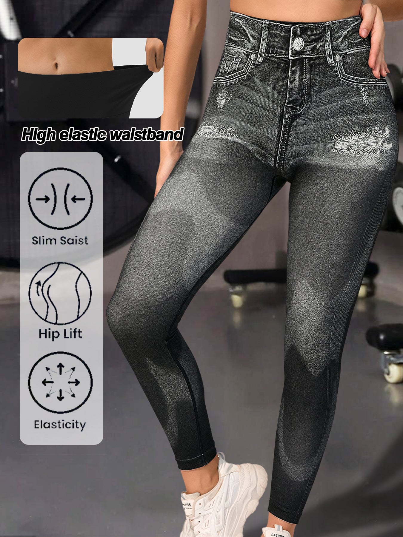 High-Waisted Distressed Casual Jeans