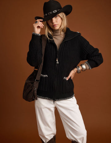 Chunky Ribbed Zip Up Cardigan