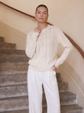 Crochet Distressed Knit Pullover Sweater
