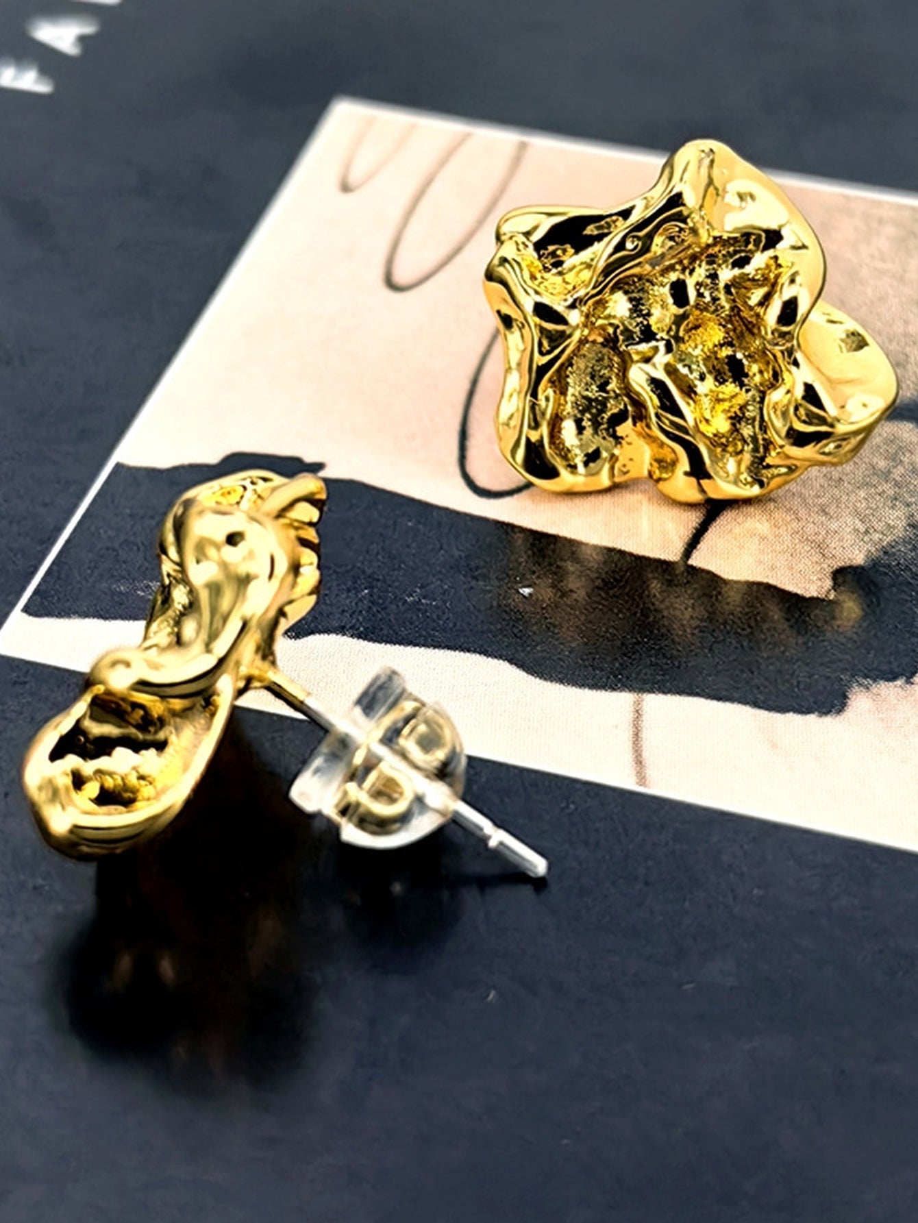 Chunky Organic Gold Hoop Earrings