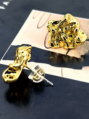 Chunky Organic Gold Hoop Earrings