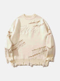 Distressed Oversized Graphic Knit Sweater