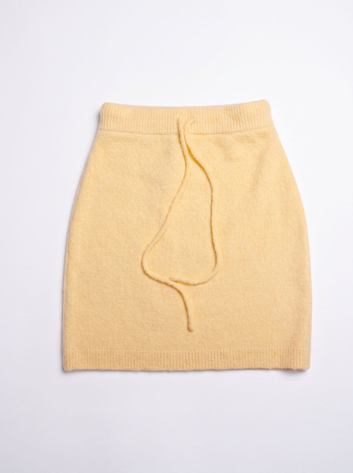 Cozy Drawstring Knit Mini Skirt