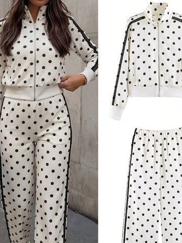 Polka Dot Casual Lounge Pants Set